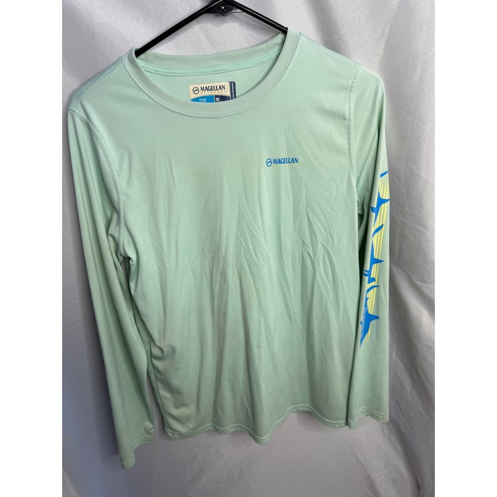 Magellan Outdoors Kids XL Fish Gear Long Sleeve Shark Graphic Shirt Green
